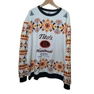 New Men’s Tito’s Vodka Ugly Sweater Pull Over Orange Black XX-Large
